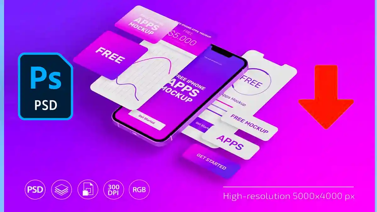 Free Download iPhone APPS Set PSD Photoshop