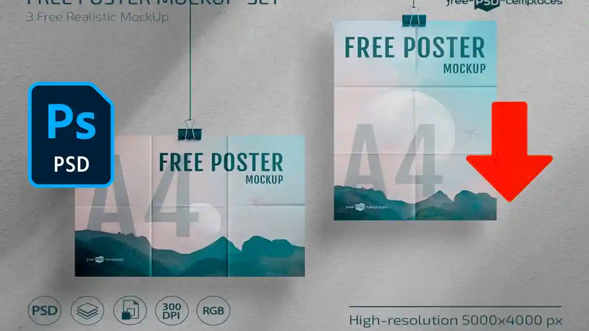 Free Download Poster Mockup PSD Photoshop
