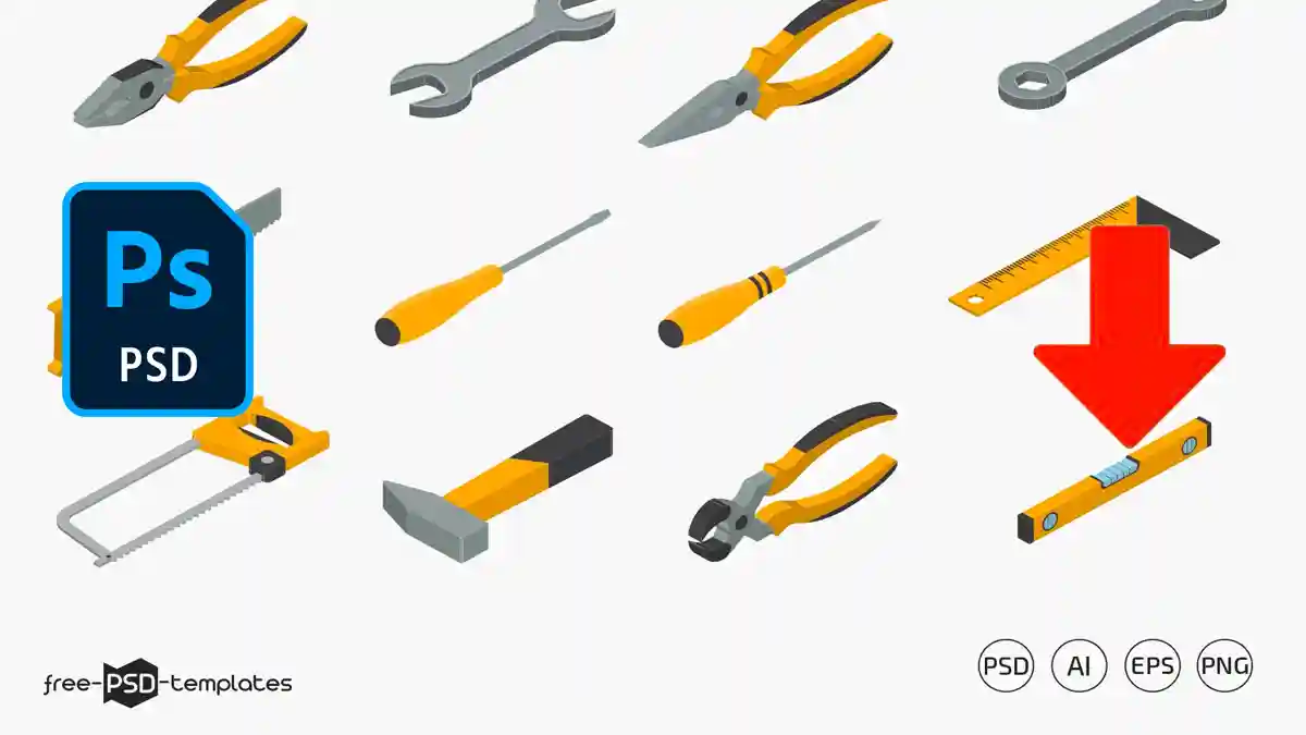 Free Download Hand Tools Icons PSD Photoshop